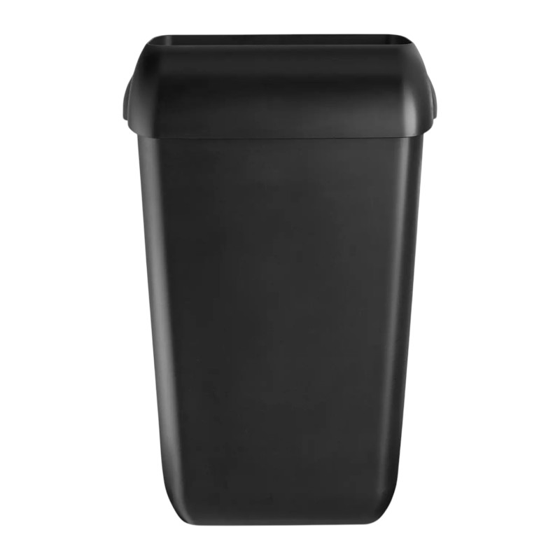 MTS - Afvalbak met open inworpklep en muurbevestiging - Quartz Line - Zwart - 43L